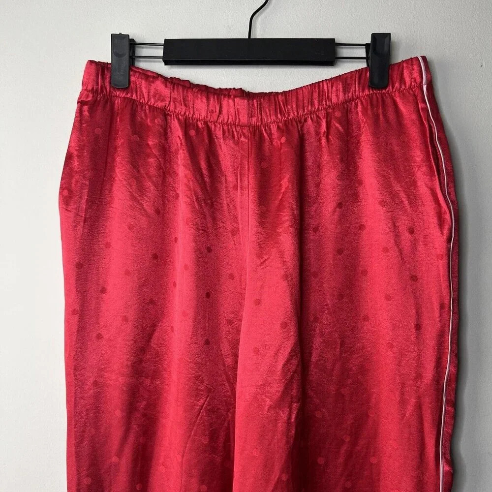 Victoria’s Secret Satin Silky Red Pajama Pants Pila Dot With Pockets Sz M - Picture 4 of 10